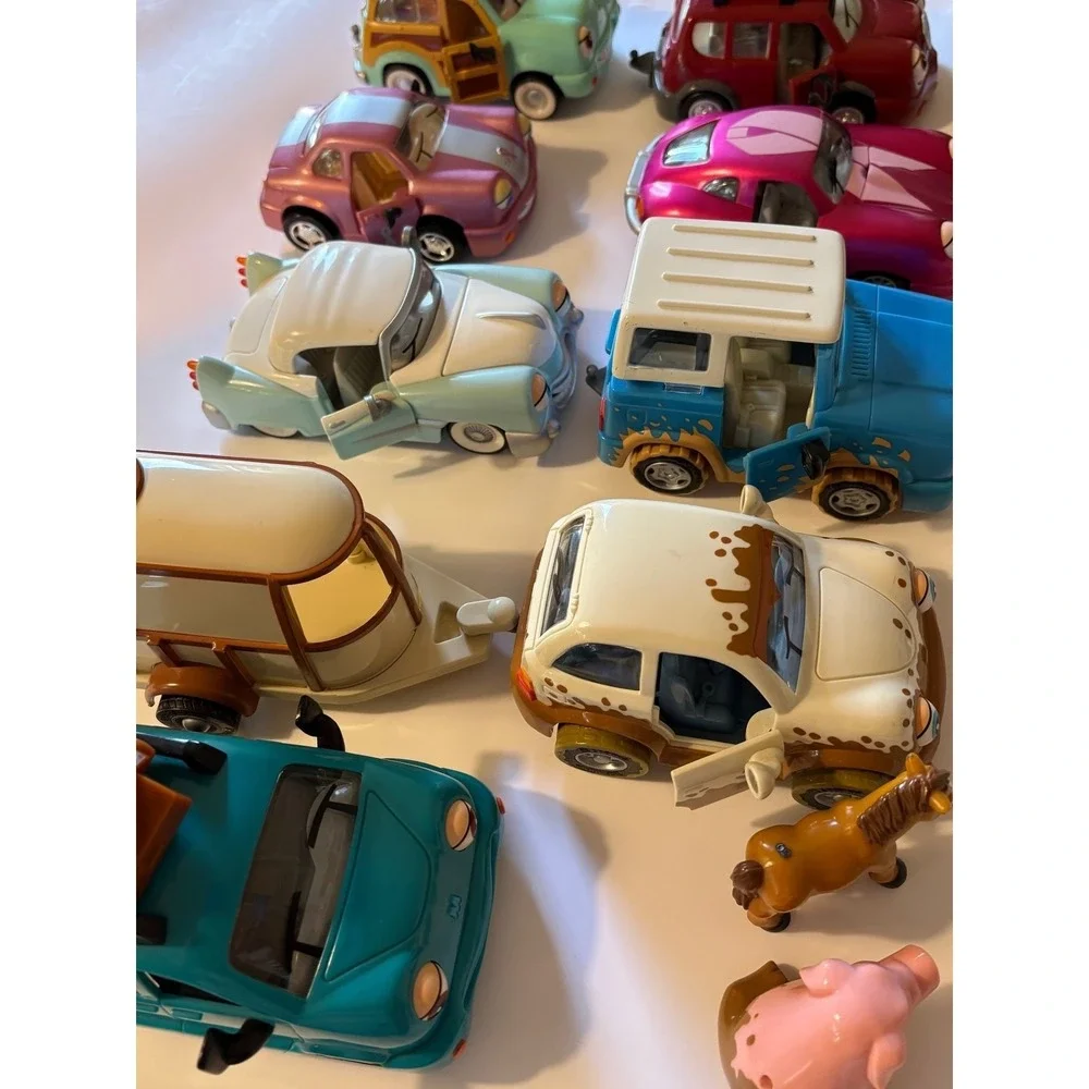 Chevron Cars Lot of 13 Toy Cars w/ Pig & Horse Figures Techron Collectible